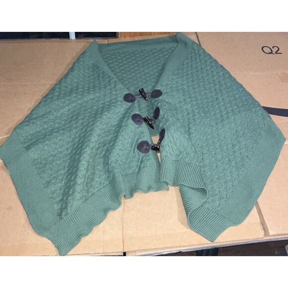 Evergreen Woman's Knit Stitch Acrylic Sweater Shawl Cardigan, OSFM Winter Wrap‎ - Picture 1 of 12